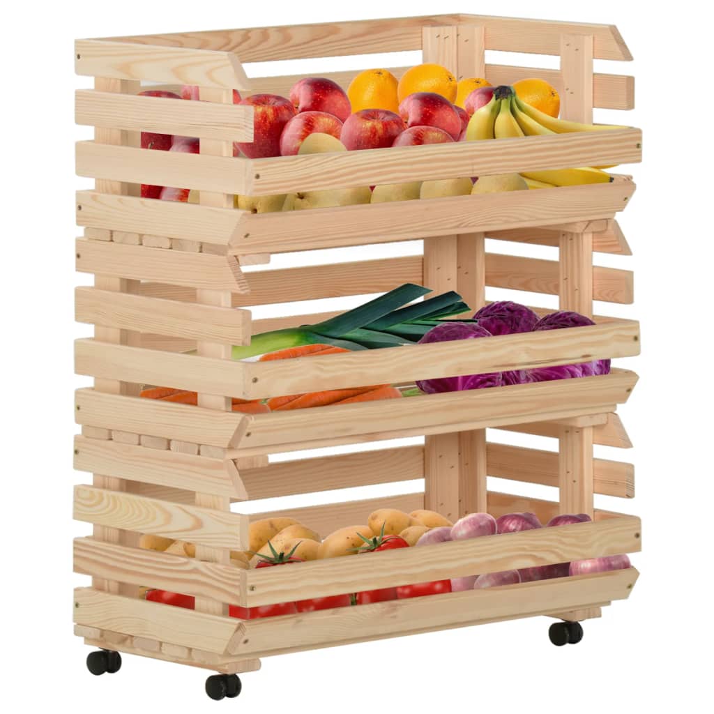 Grönsaksvagn 77x30x80 cm massiv furu