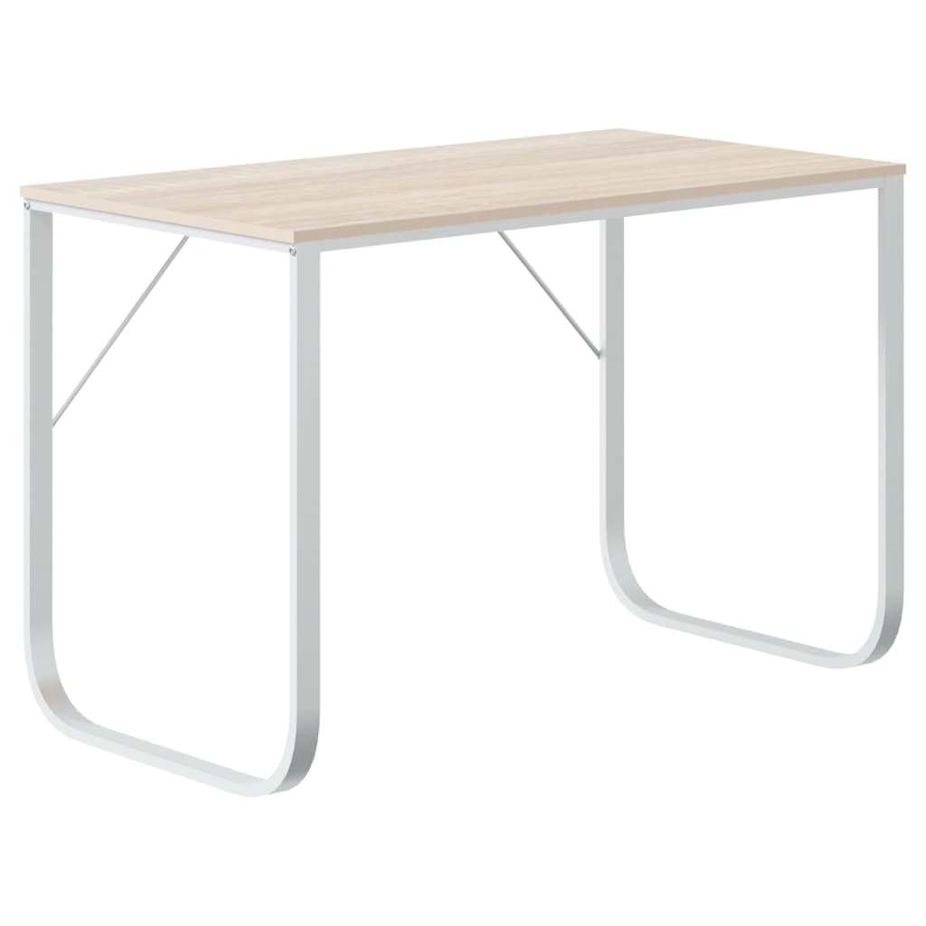 Datorbord vit och ek 110x60x73 cm spånskiva