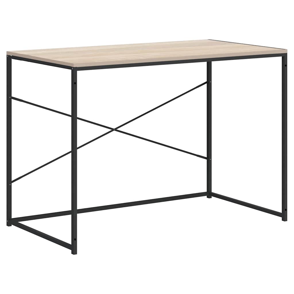 Datorbord svart och ek 110x60x70 cm konstruerat trä