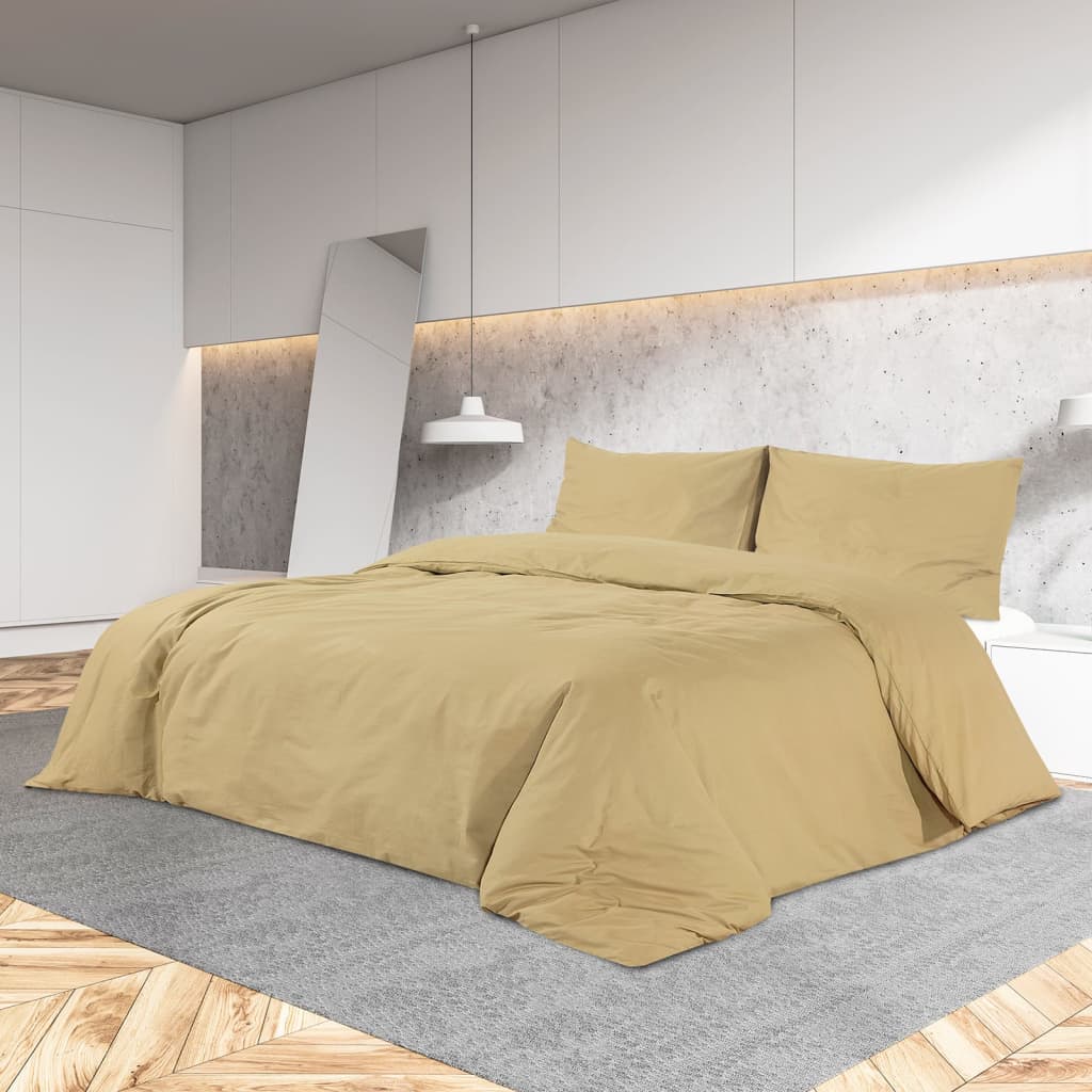 Bäddset taupe 200x200 cm lätt mikrofiber