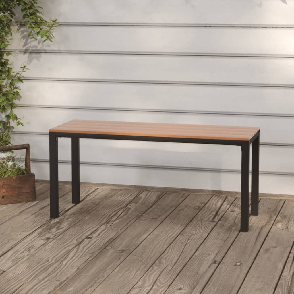 Trädgårdsbänk 110 cm stål och WPC brun och svart