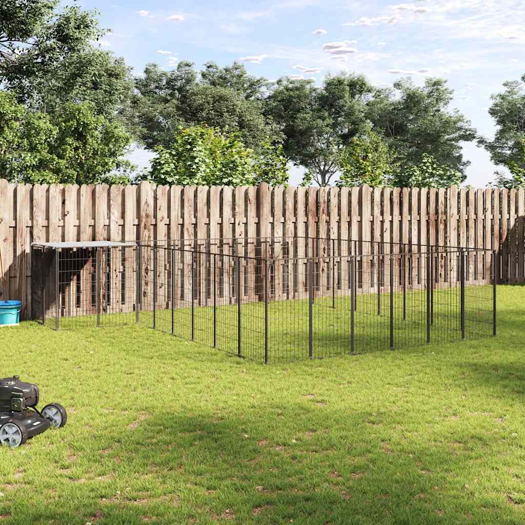 Hundgård svart 15,73 m² stål