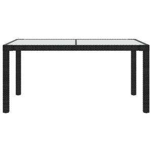 Utebord 150x90x75 cm Härdat glas och konstrotting svart