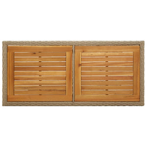 Trädgårdsbord beige massivt akaciaträ och konstrotting