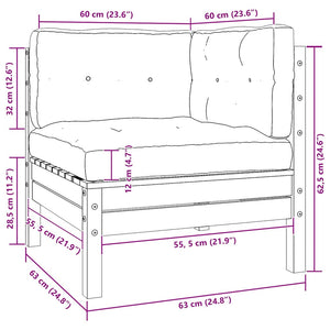 Loungegrupp för trädgården med dynor 3 delar svart massiv furu
