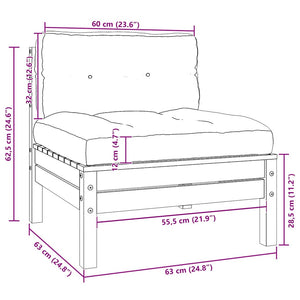 Loungegrupp för trädgården med dynor 3 delar svart massiv furu