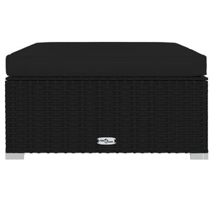 Fotpall med dyna konstrotting svart 70x70x30 cm