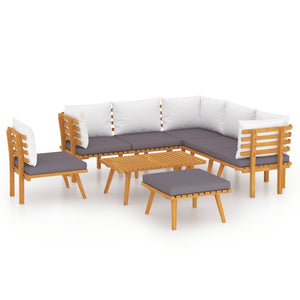 Loungegrupp för trädgården med dynor 8 delar massivt akaciaträ