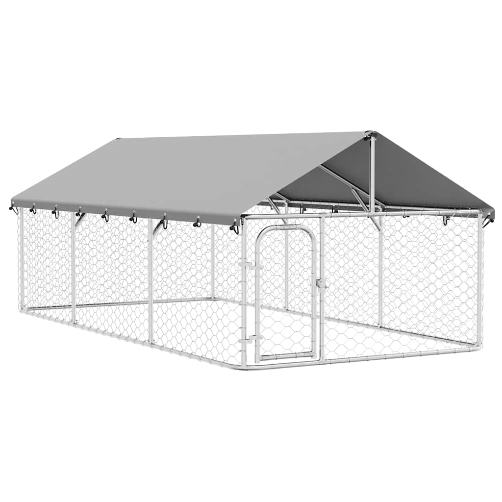 Hundgård med tak för utomhusbruk 400x200x150 cm