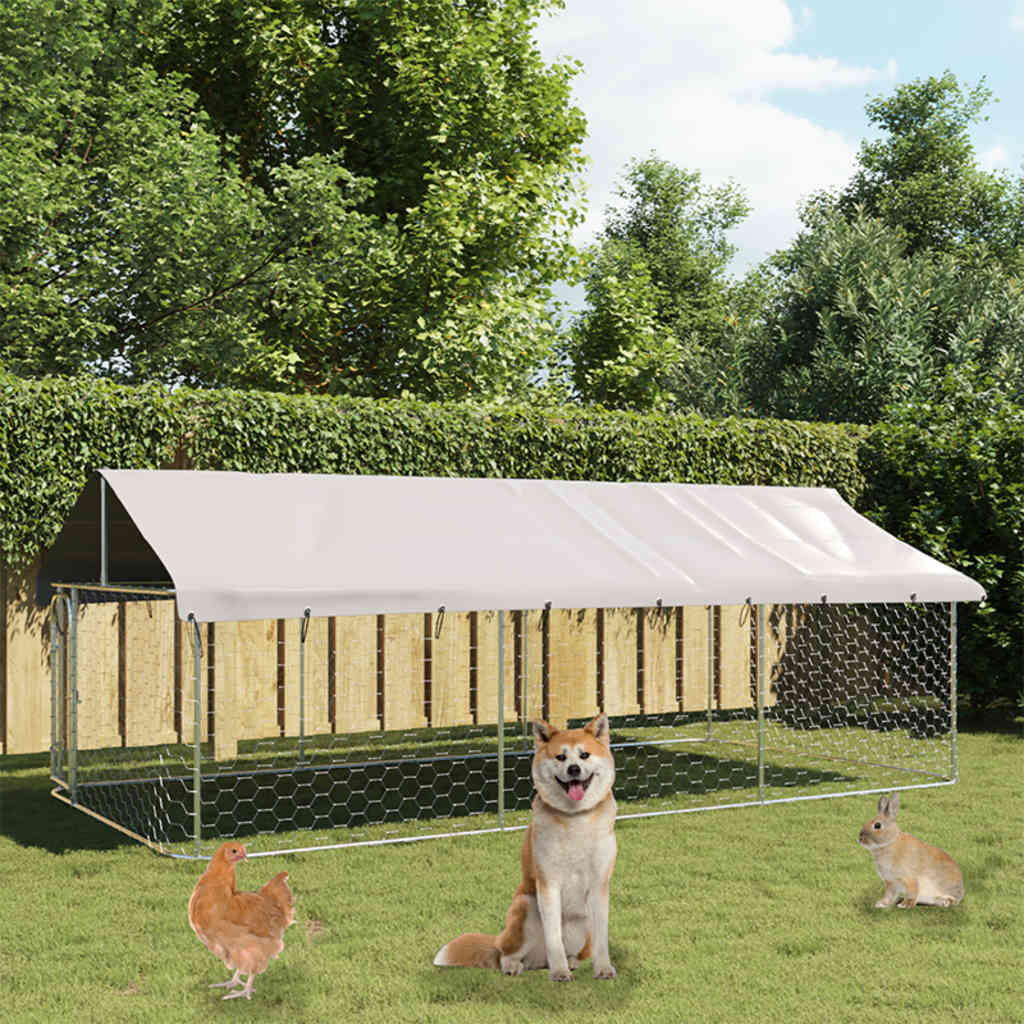 Hundgård med tak för utomhusbruk 400x200x150 cm