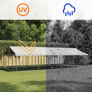 Hundgård för utomhusbruk med tak 600x300x150 cm