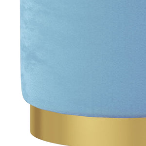 Rund förvaringspall ljusblå sammet 31 x 37 cm