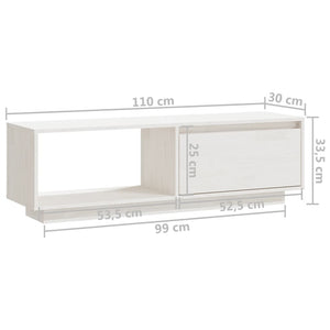 Tv-bänk vit 110x30x33,5 cm massiv furu