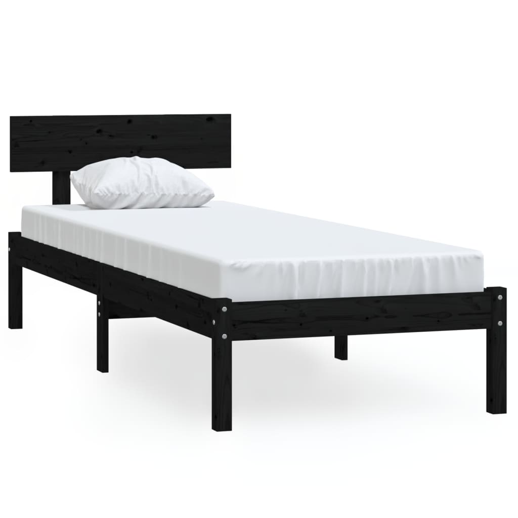 Sängram svart massiv furu 100x200 cm