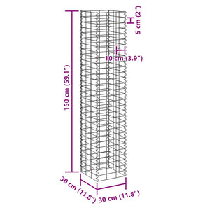 Gabioner 3 st 30x30x150 cm järn