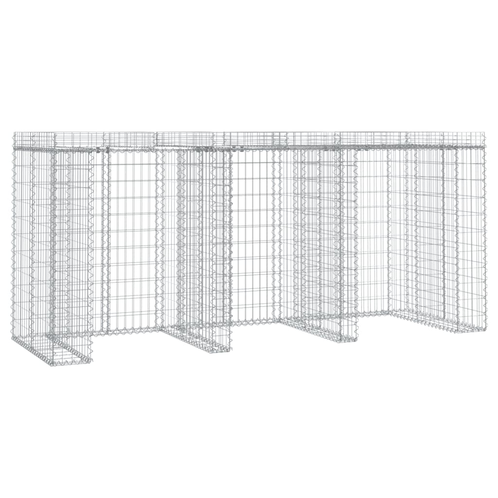 Gabionvägg för soptunna 270x91x120 cm galvaniserat järn