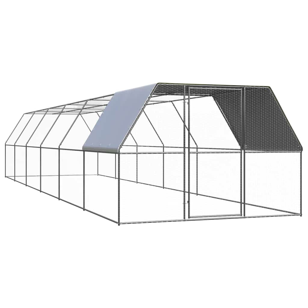 Hönsbur för utomhusbruk 3x12x2 m galvaniserat stål