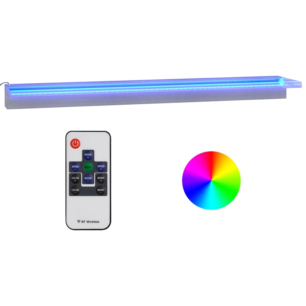 Vattenfall med RGB LED rostfritt stål 108 cm