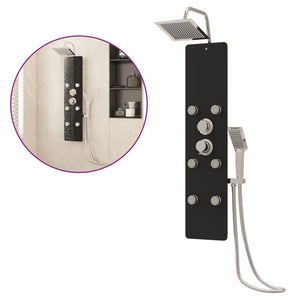 Duschpanel glas 25x47,5x130 cm svart