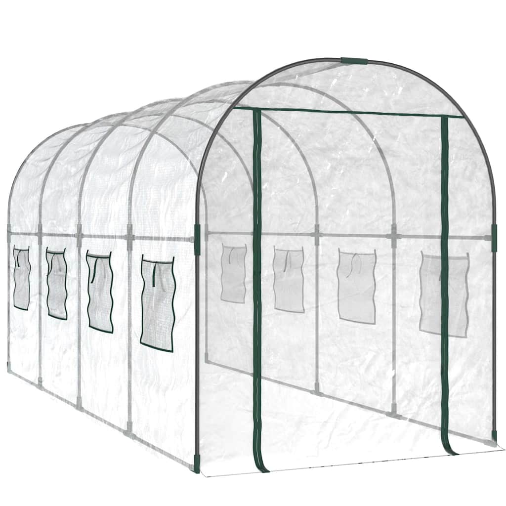Växthus genomskinligt 160x400x190 cm PVC & pulverlackerat stål