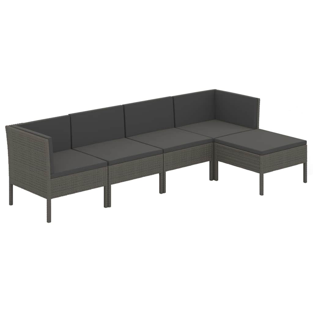 Loungegrupp med dynor 5 delar konstrotting grå
