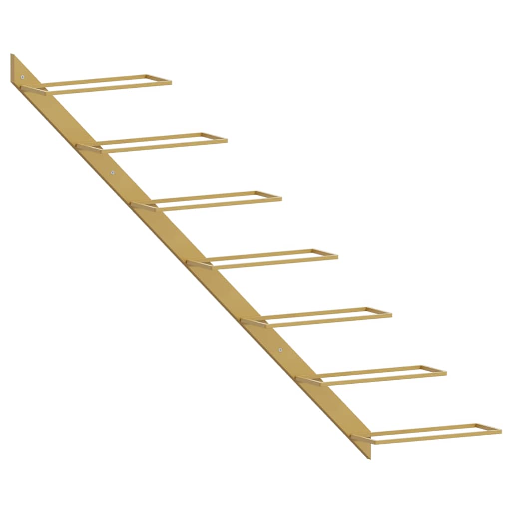Väggmonterat vinställ för 7 flaskor guld metall