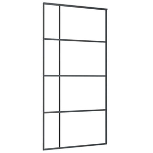 Skjutdörr frostat ESG-glas och aluminium 102,5x205 cm svart
