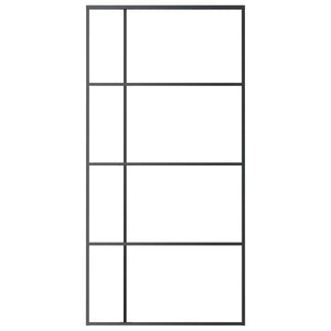 Skjutdörr frostat ESG-glas och aluminium 102,5x205 cm svart