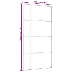 Skjutdörr frostat ESG-glas och aluminium 102,5x205 cm svart