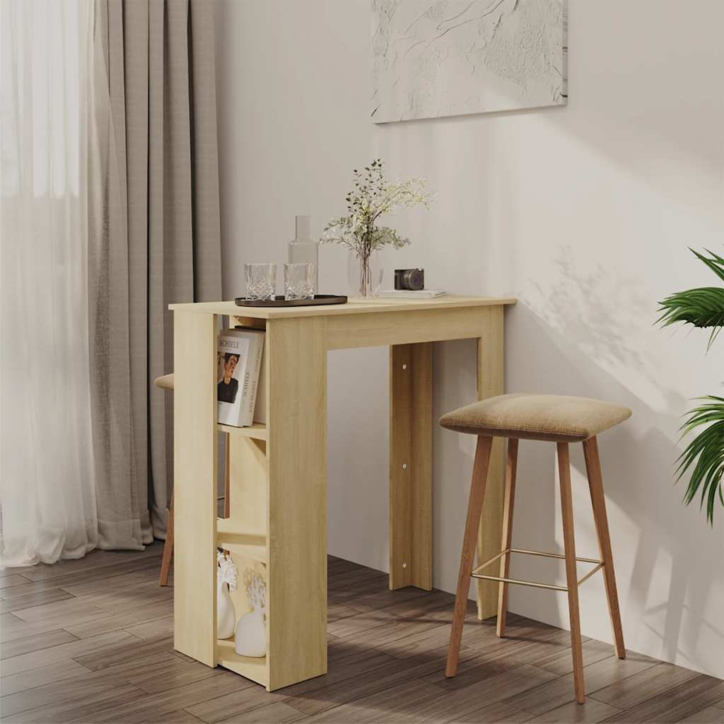 Barbord med hyllor sonoma-ek 102x50x103,5 cm konstruerat trä