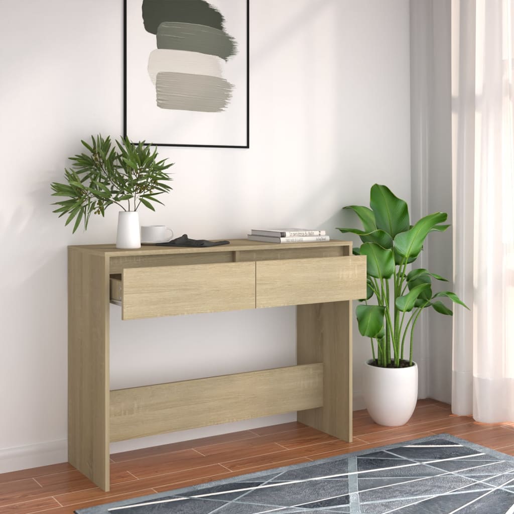 Konsolbord sonoma ek 100x35x76,5 cm konstruerat trä