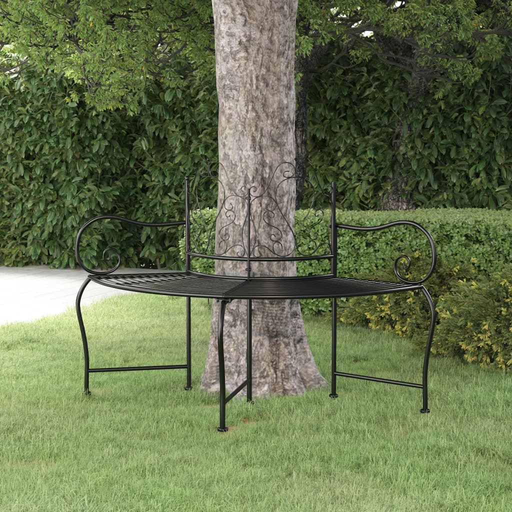 Trädbänk 150 cm svart stål