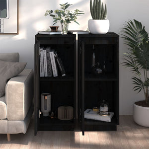 Skänkar 2 st svart 31,5x34x75 cm massiv furu