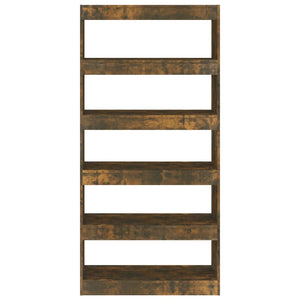 Bokhylla/Rumsavdelare rökfärgad ek 80x30x166 cm konstruerat trä