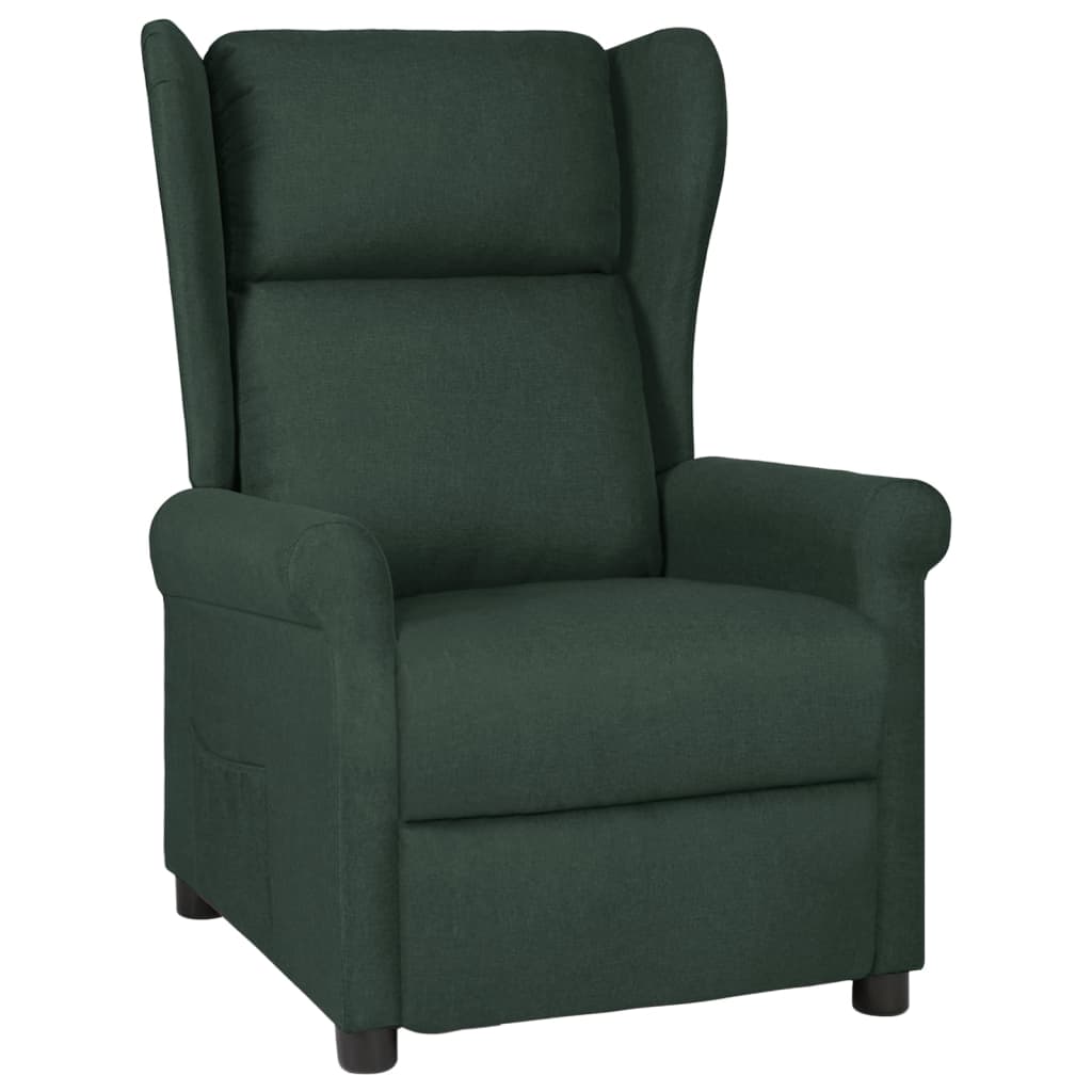 Reclinerfåtölj mörkgrön tyg