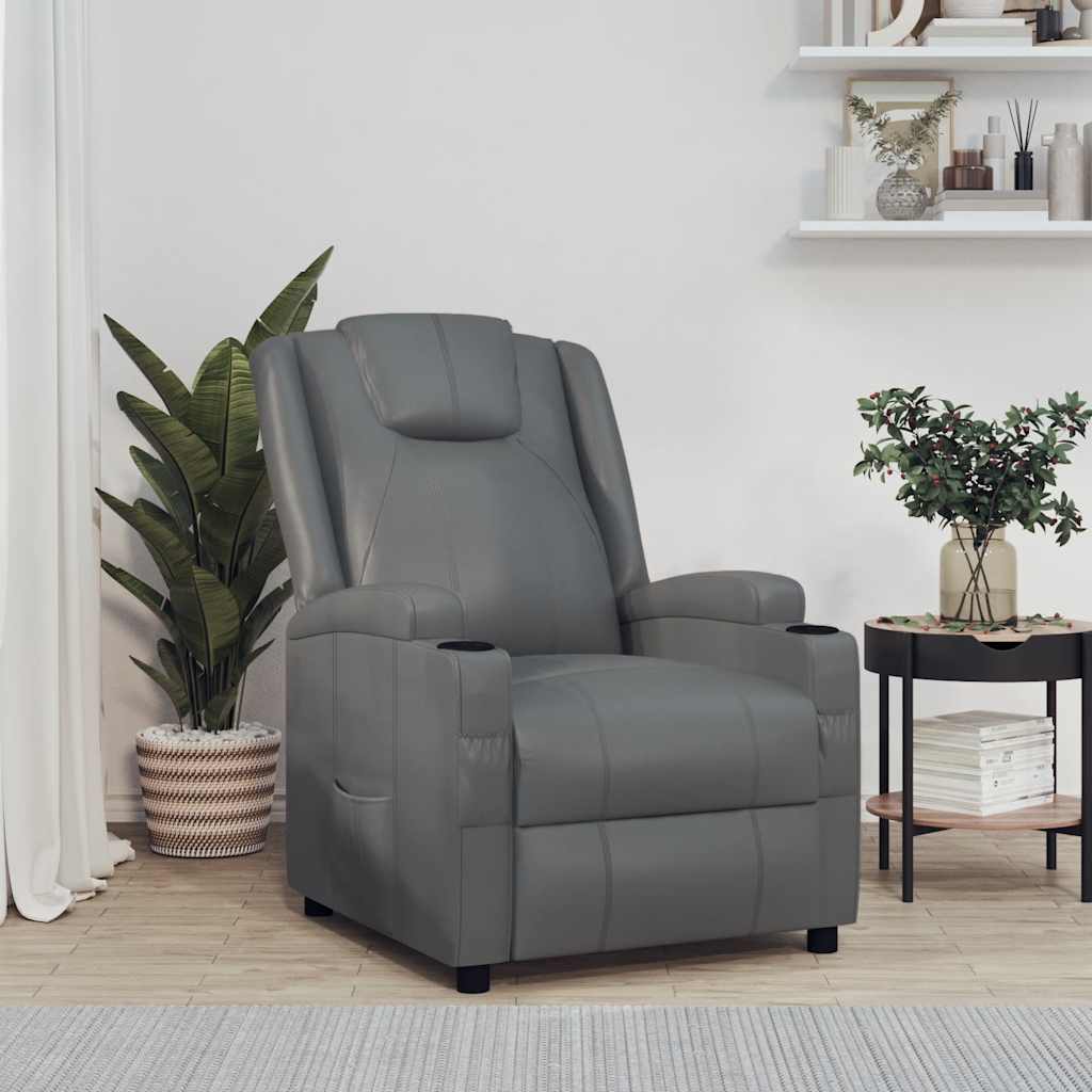 Reclinerfåtölj grå konstläder