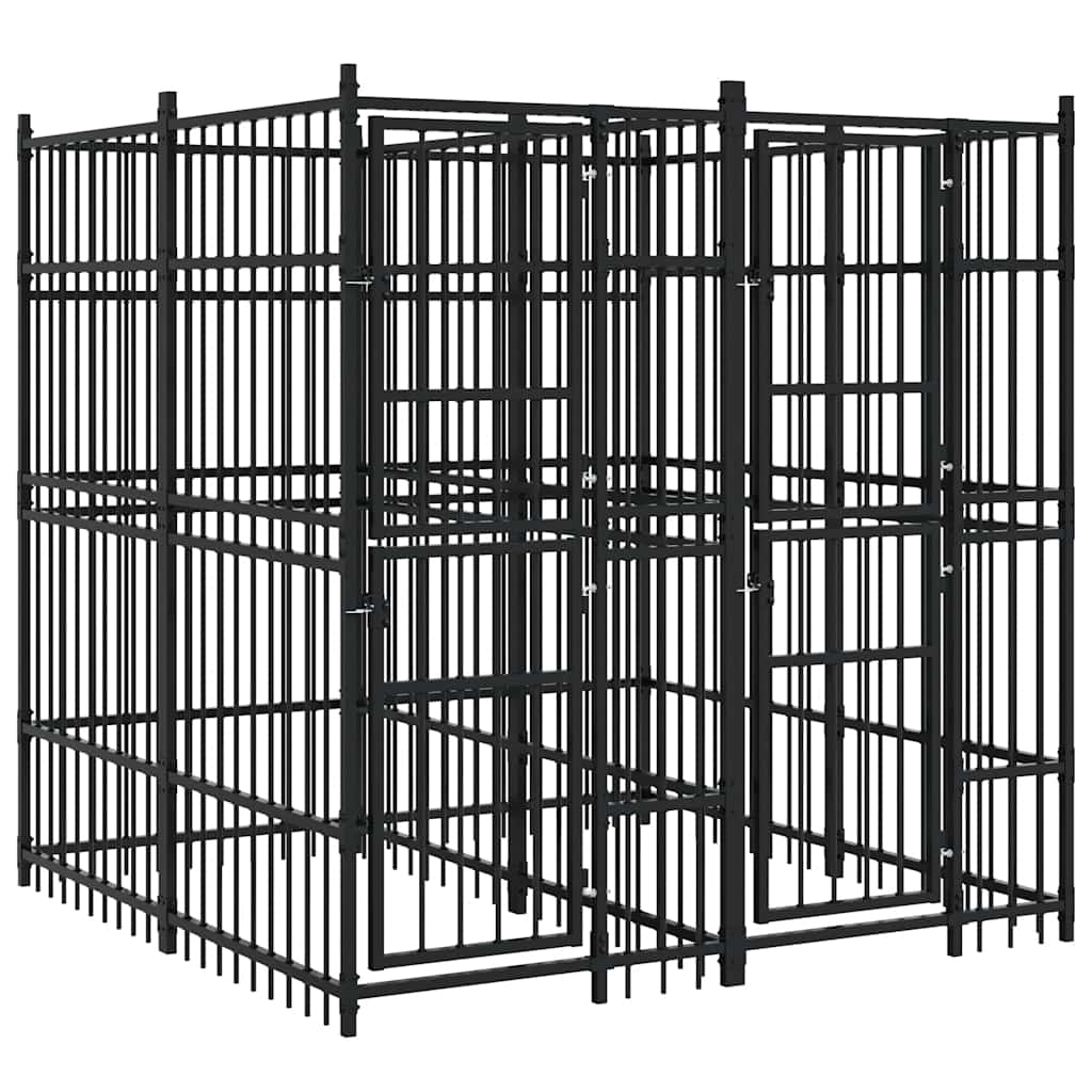 Hundgård för utomhusbruk stål 3,69 m²