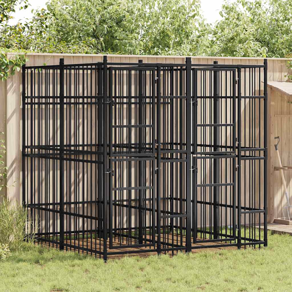 Hundgård för utomhusbruk stål 3,69 m²