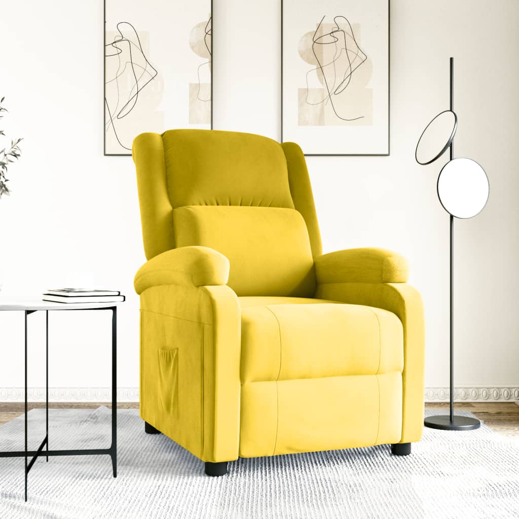 Reclinerfåtölj gul sammet