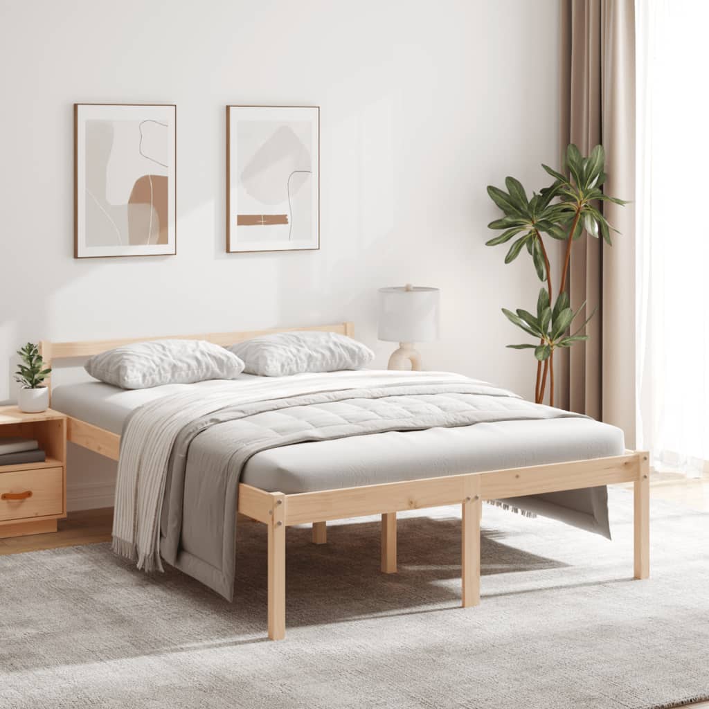 Säng grå 135x190 cm massiv furu