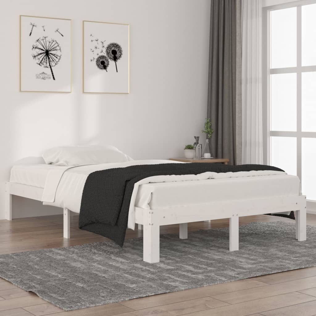 Sängram vit massiv furu 120x200 cm