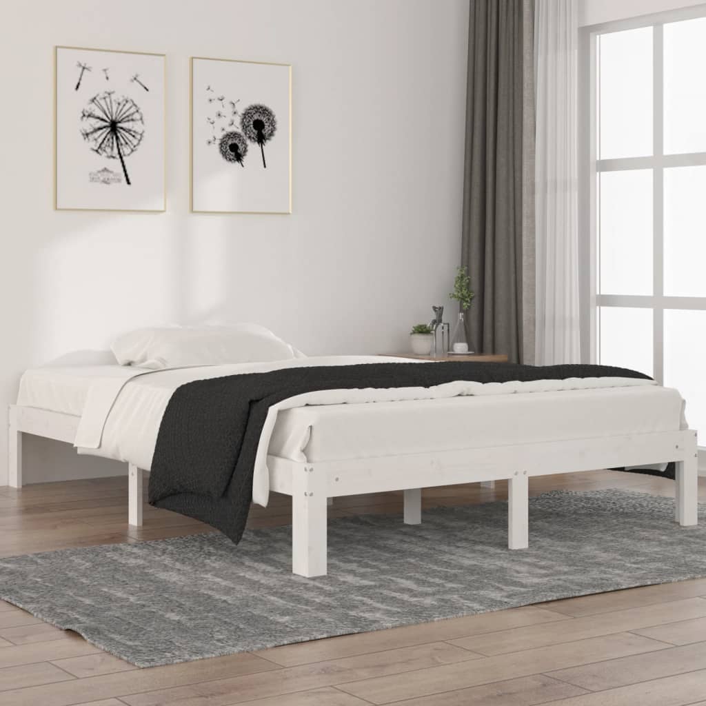 Sängram vit massiv furu 140x200 cm