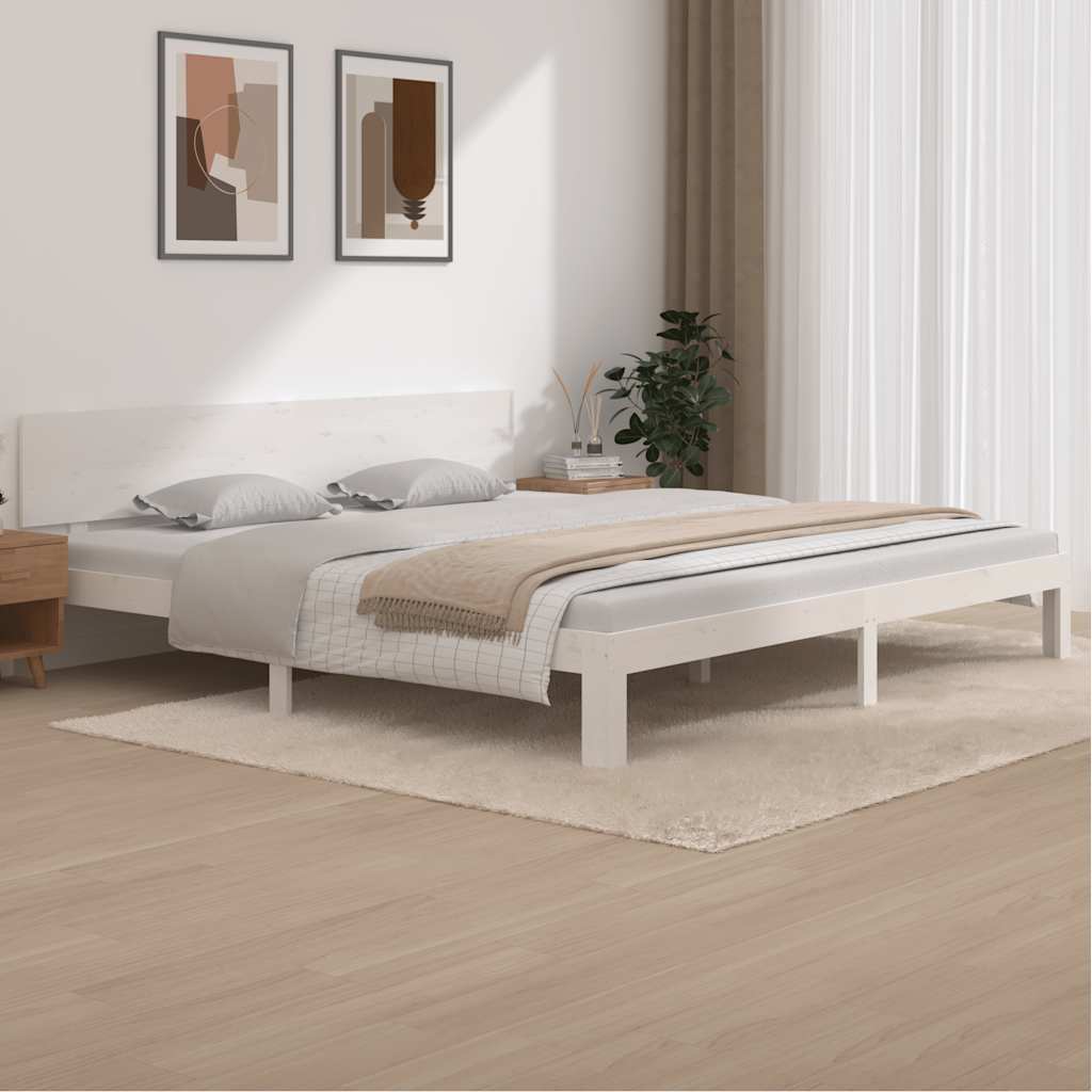 Sängram vit massiv furu 200x200 cm