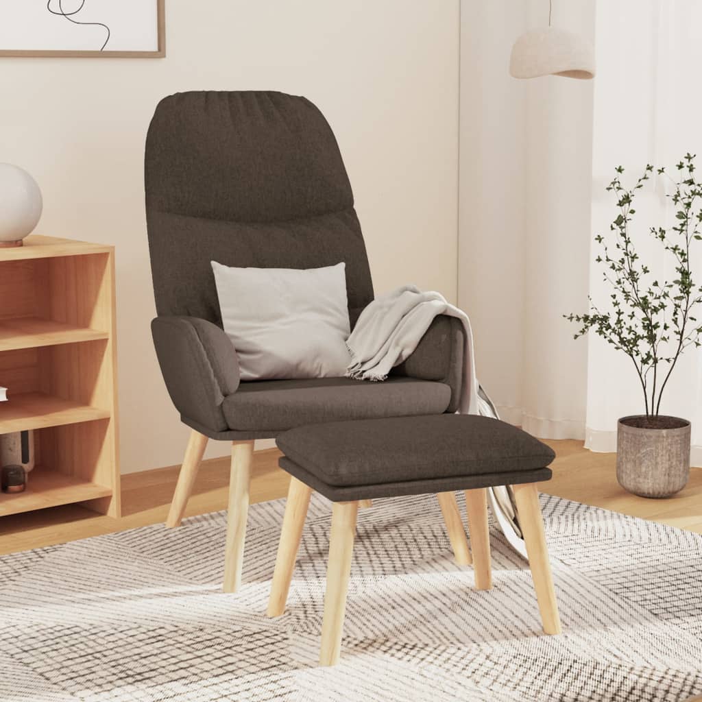 Vilstol med fotpall taupe tyg