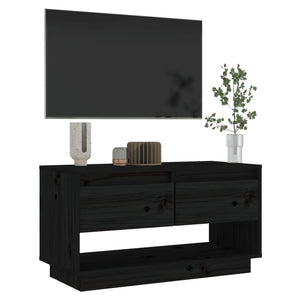 Tv-bänk svart 74x34x40 cm massiv furu