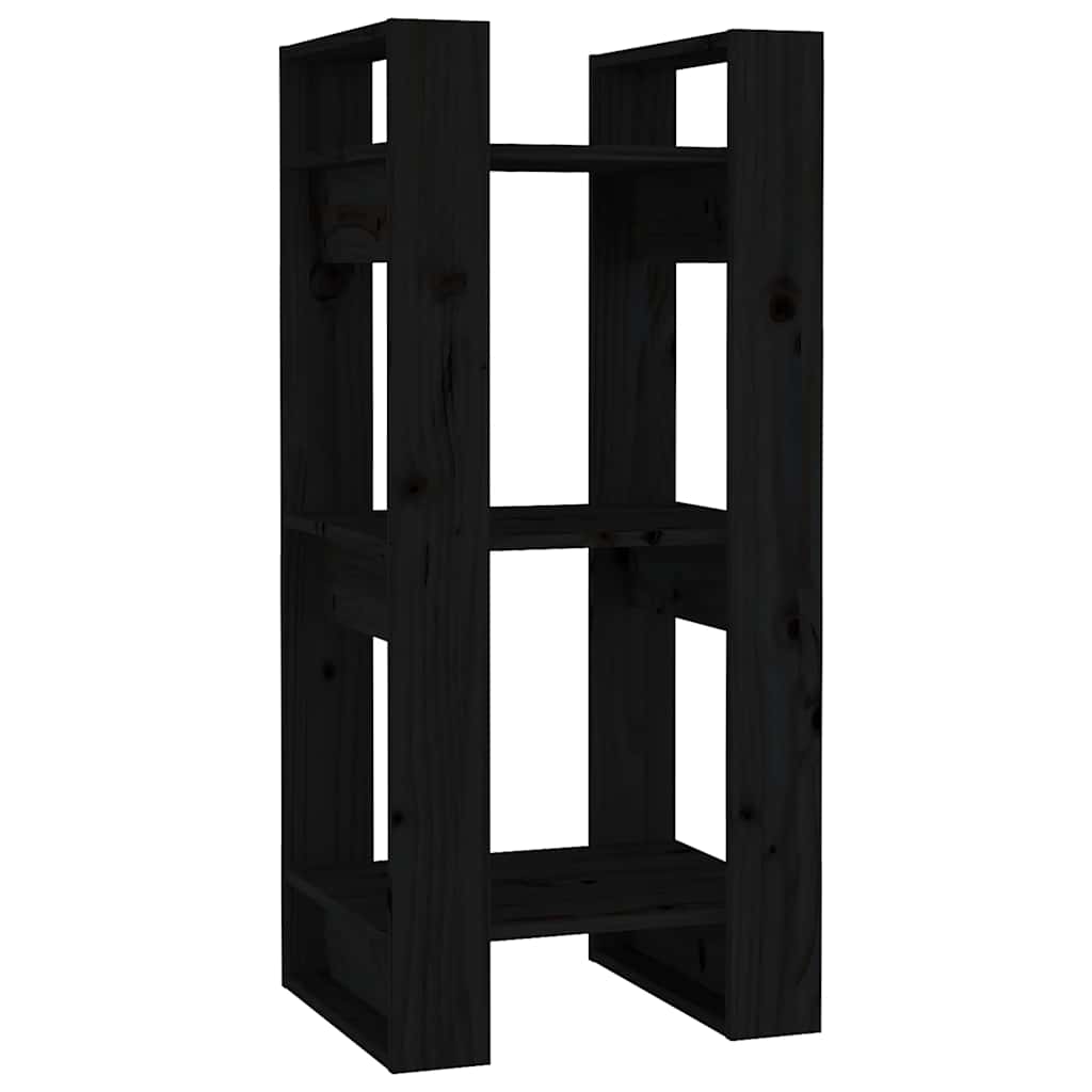 Bokhylla/rumsavdelare svart 41x35x91 cm massiv furu