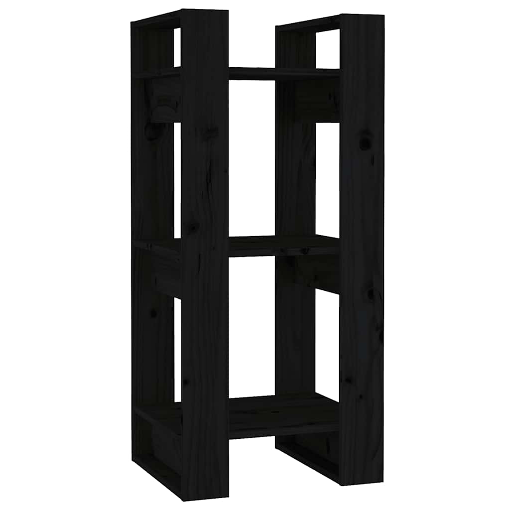 Bokhylla/rumsavdelare svart 41x35x91 cm massiv furu