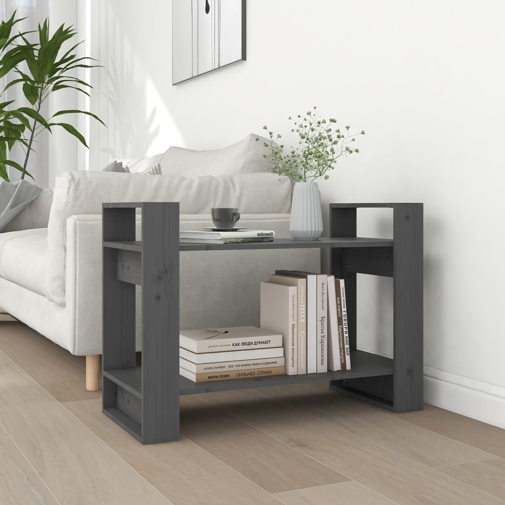 Bokhylla/rumsavdelar grå 80x35x56,5 cm massiv furu