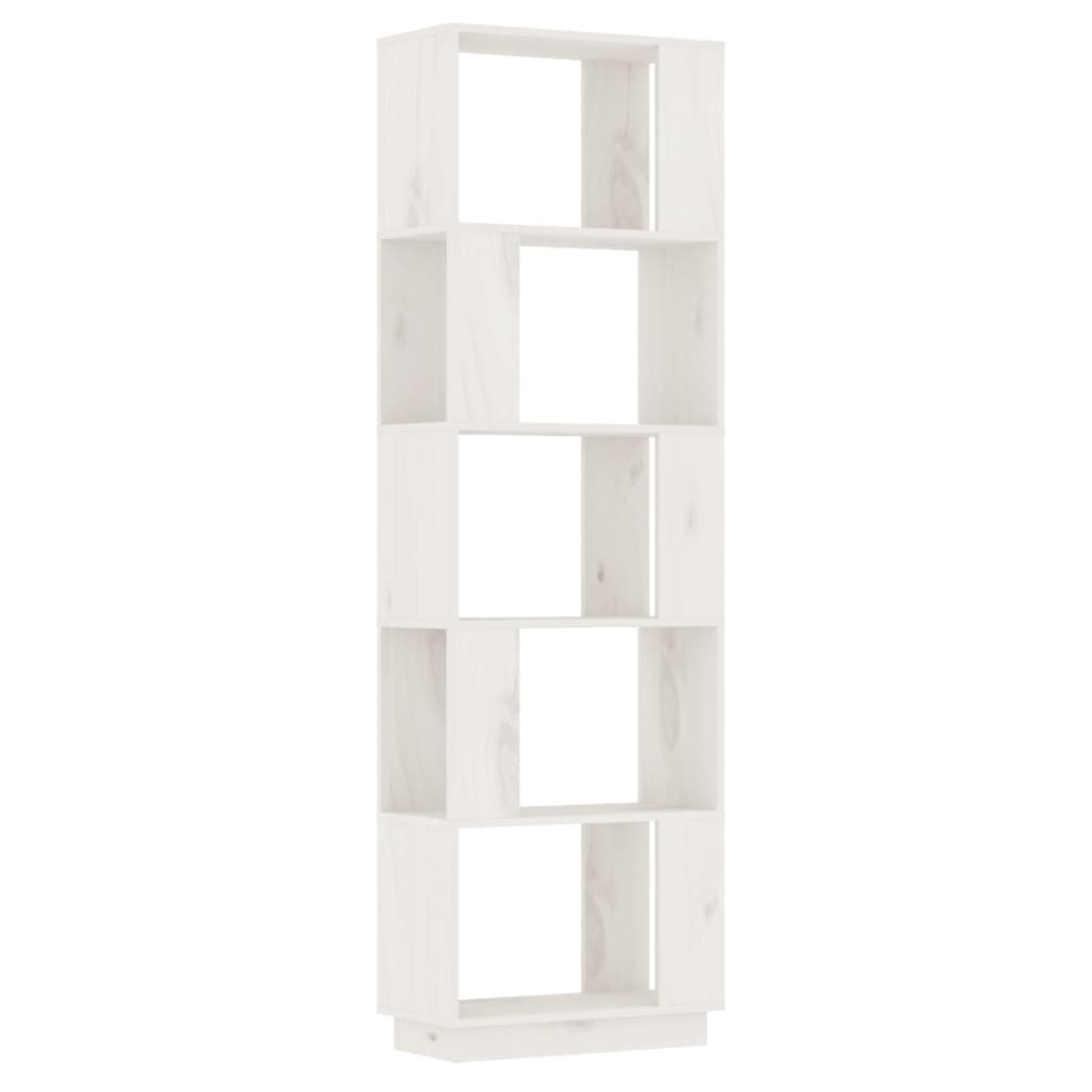 Bokhylla/rumsavdelare vit 51x25x163,5 cm massiv furu