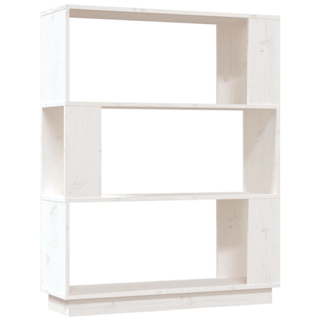 Bokhylla/Rumsavdelare vit 80x25x101 cm massiv furu